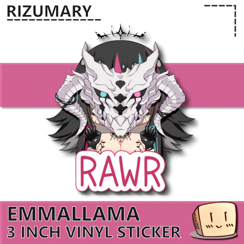 EMM-FPS-S-02 EmmaLlama Rawr Mask Sticker - Rizumary - Store Image