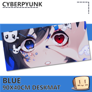 Blue Deskmat - Cyberpyunk